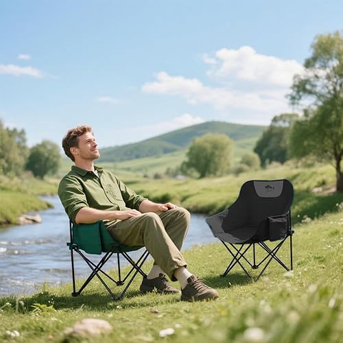 Miniatura 2 de Silla de campamento súper grande todo terreno, ajuste de altura de 8 niveles, silla de pesca al aire libre, silla de ocio, plegable con un solo clic