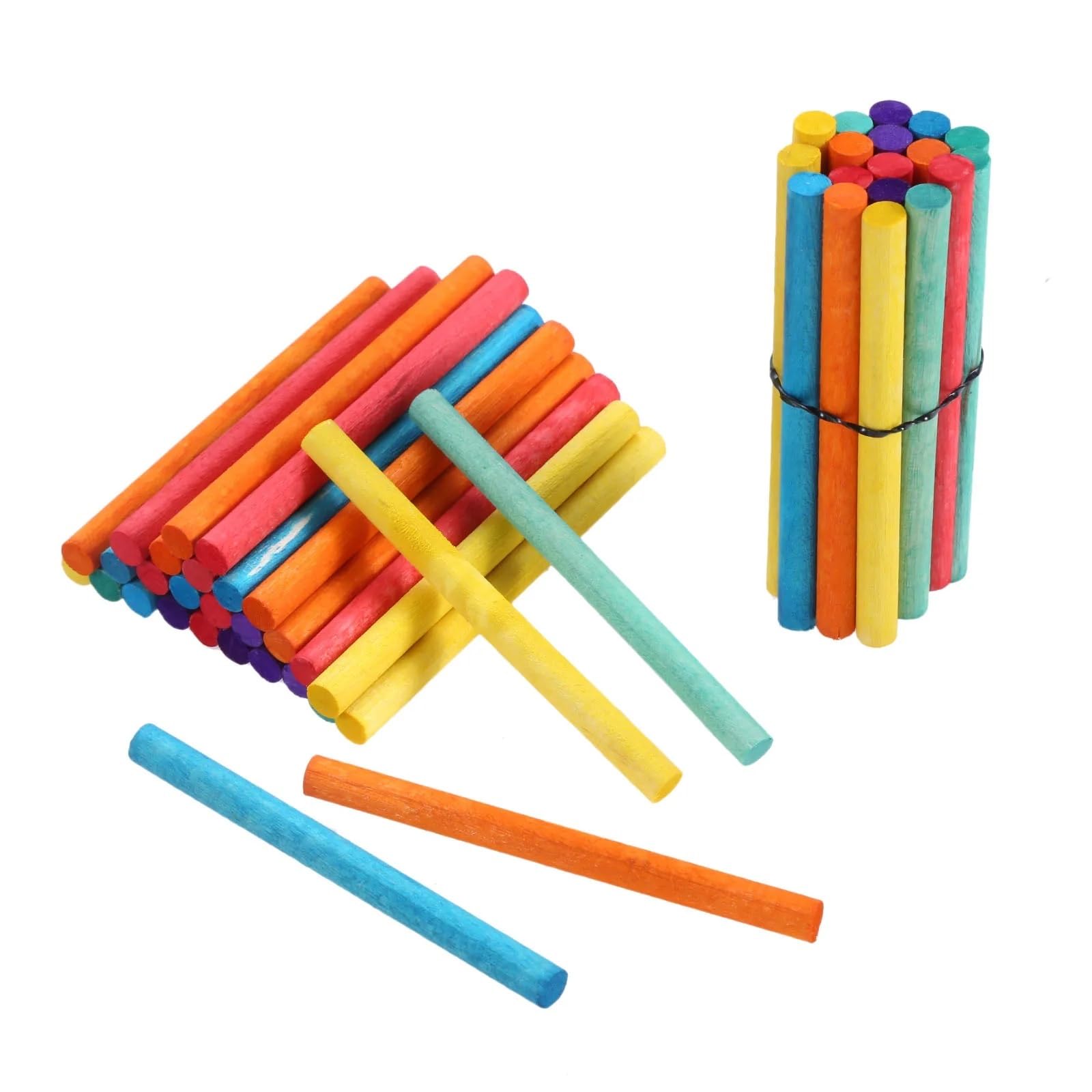 Ręcznie wykonane drewniane patyczki, 50 szt. drewnianych prętów i kołków do majsterkowania, budowy modeli stolarskich(Multi colored)