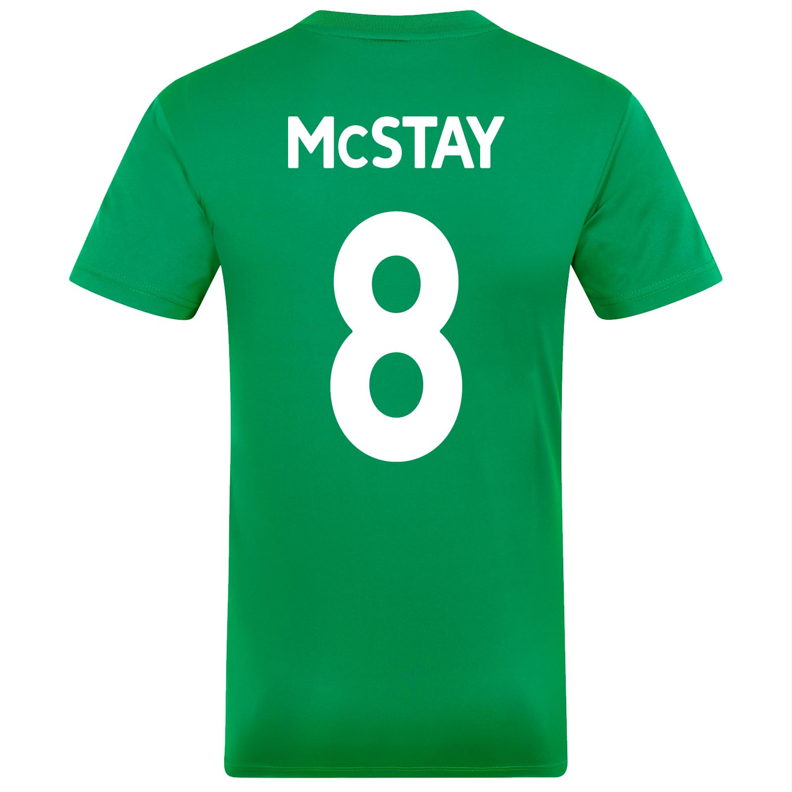 Celtic FC Mens McStay 8 Poly T-Shirt Green White Stripe Medium