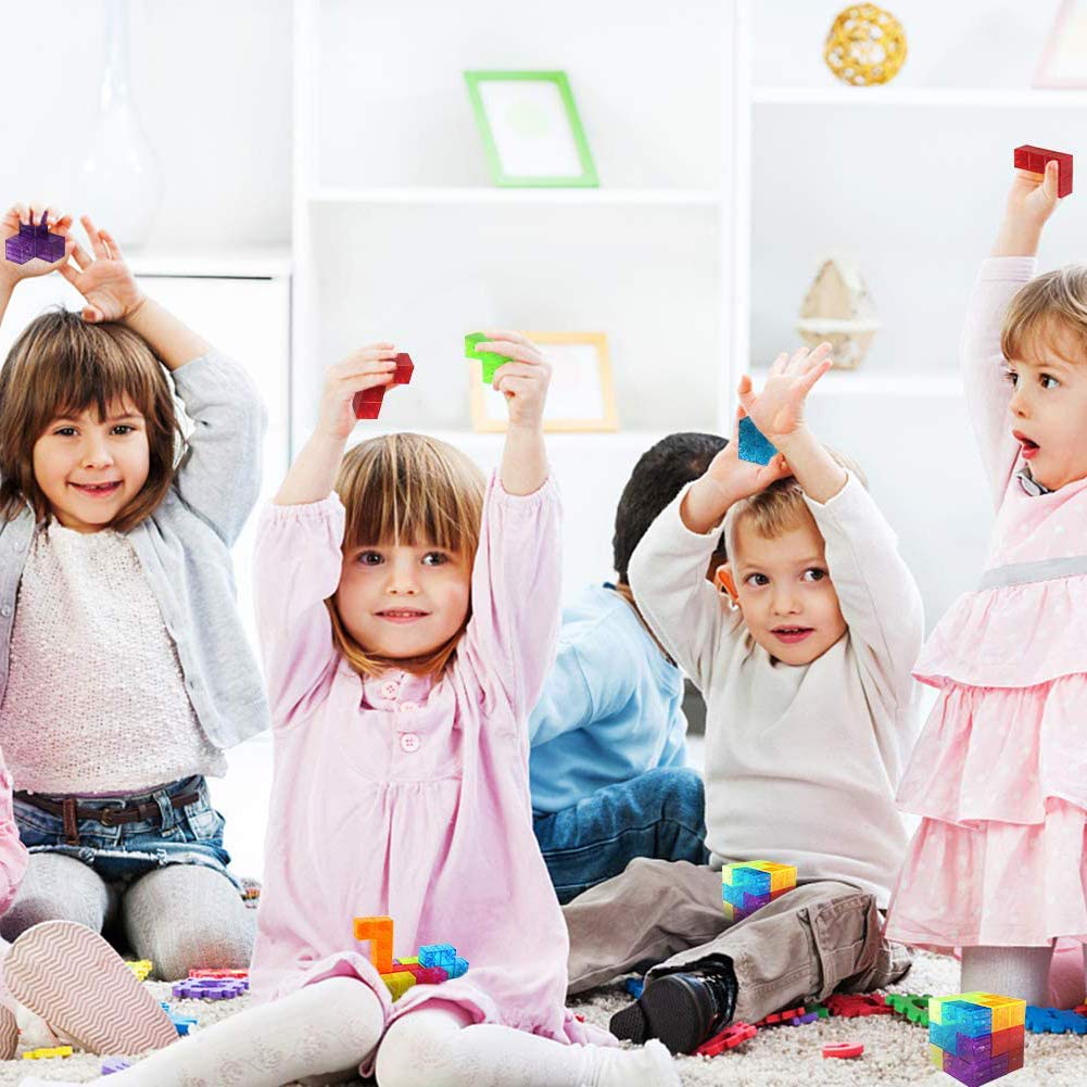Mattoni Magnetici Bambini, Set Cubo Blocchi Magnetici, Cubo Magico Magnetico+54 Pezzi Campione, Cubi Magnetici Puzzle Apprendimento Gioco Allenamento del Cervello dei Bambini Sollievo