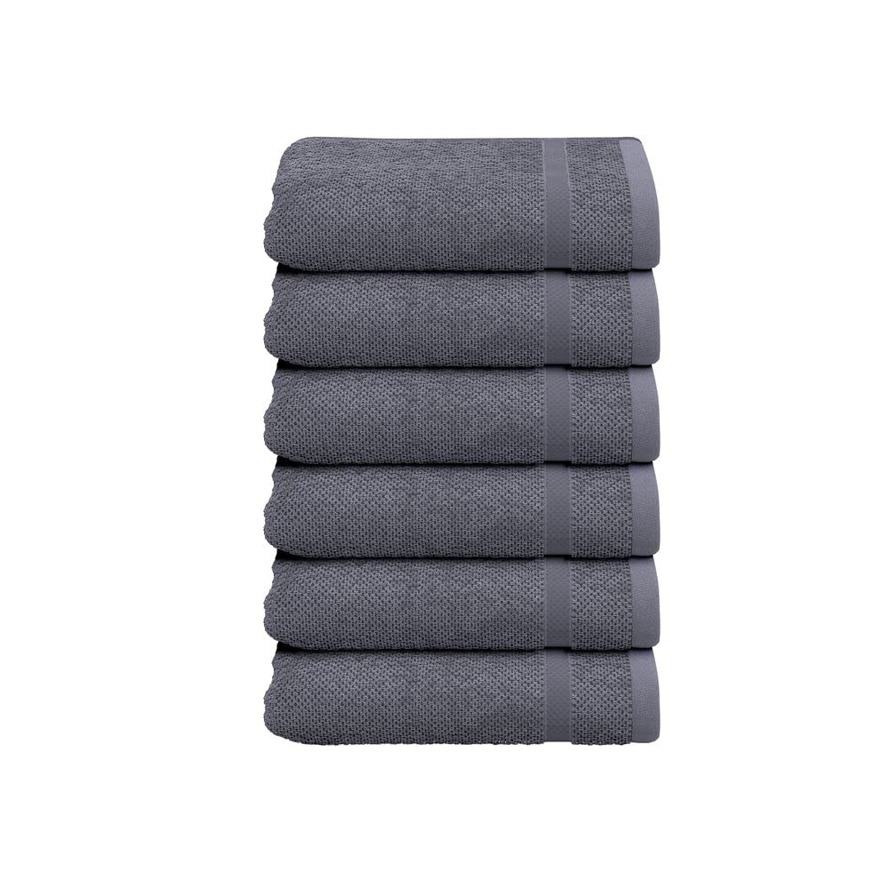 PANA Set di asciugamani in spugna, 100% cotone, delicato sulla pelle, certificato Ökotex, confezione da 6 asciugamani per ospiti 30 x 50 cm, colore grigio