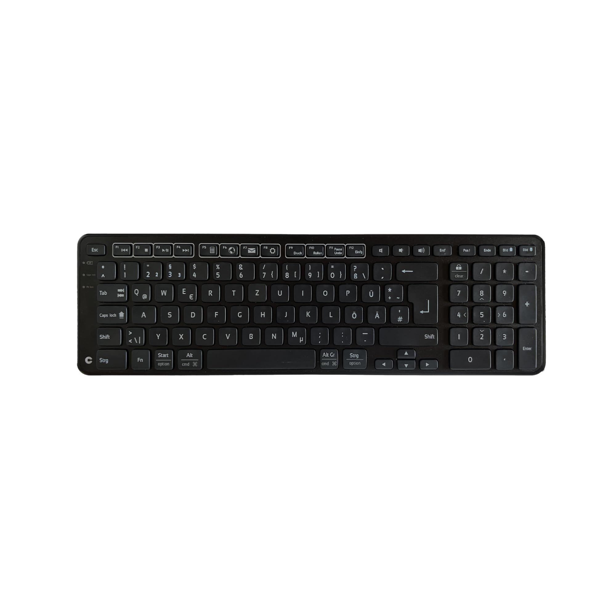 Contour Balance Keyboard | klawiatura bezprzewodowa z gniazdem USB | układ QWERTZ | super płaska klawiatura radiowa | klawiatura numeryczna + przyciski medialne | do domu i pracy | do Windows i Mac