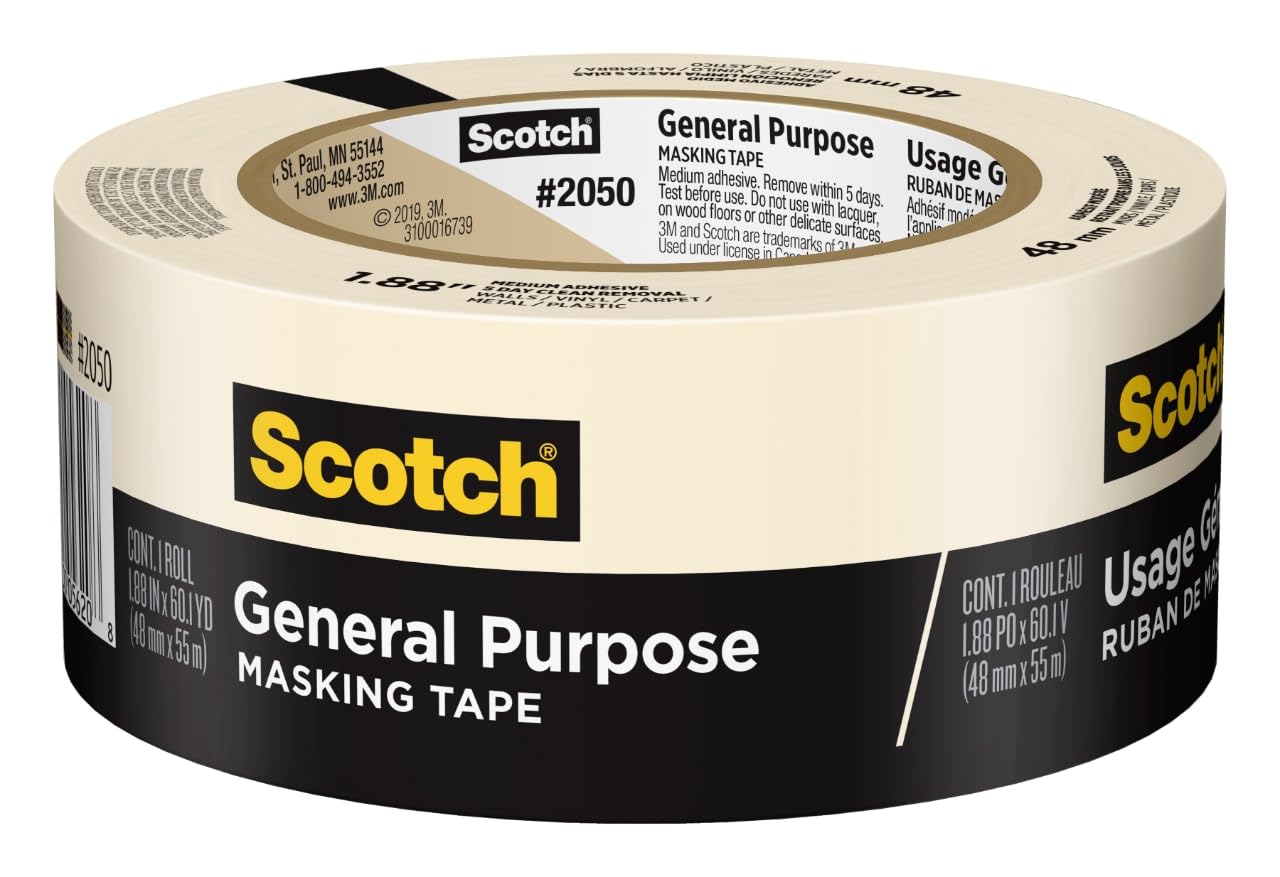 ScotchGreener Masking Tape, 1.88 in x 60 yd, 2050, 1 Roll