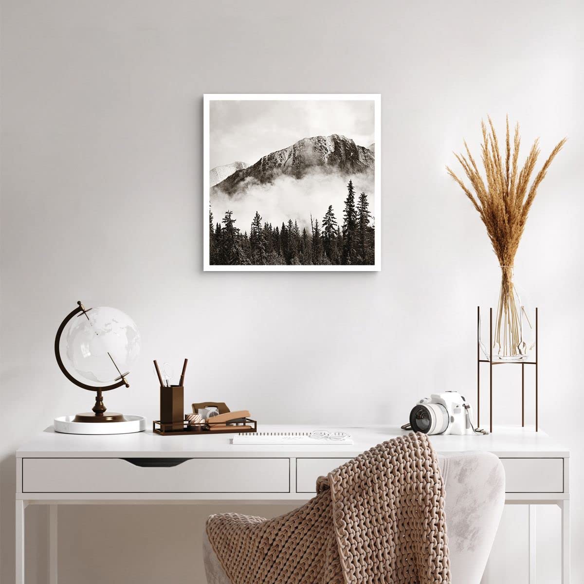 Moderne Impression sur Toile Paysage Montagnes Aube Image Tableau Decoration Murale 70x50cm Deco