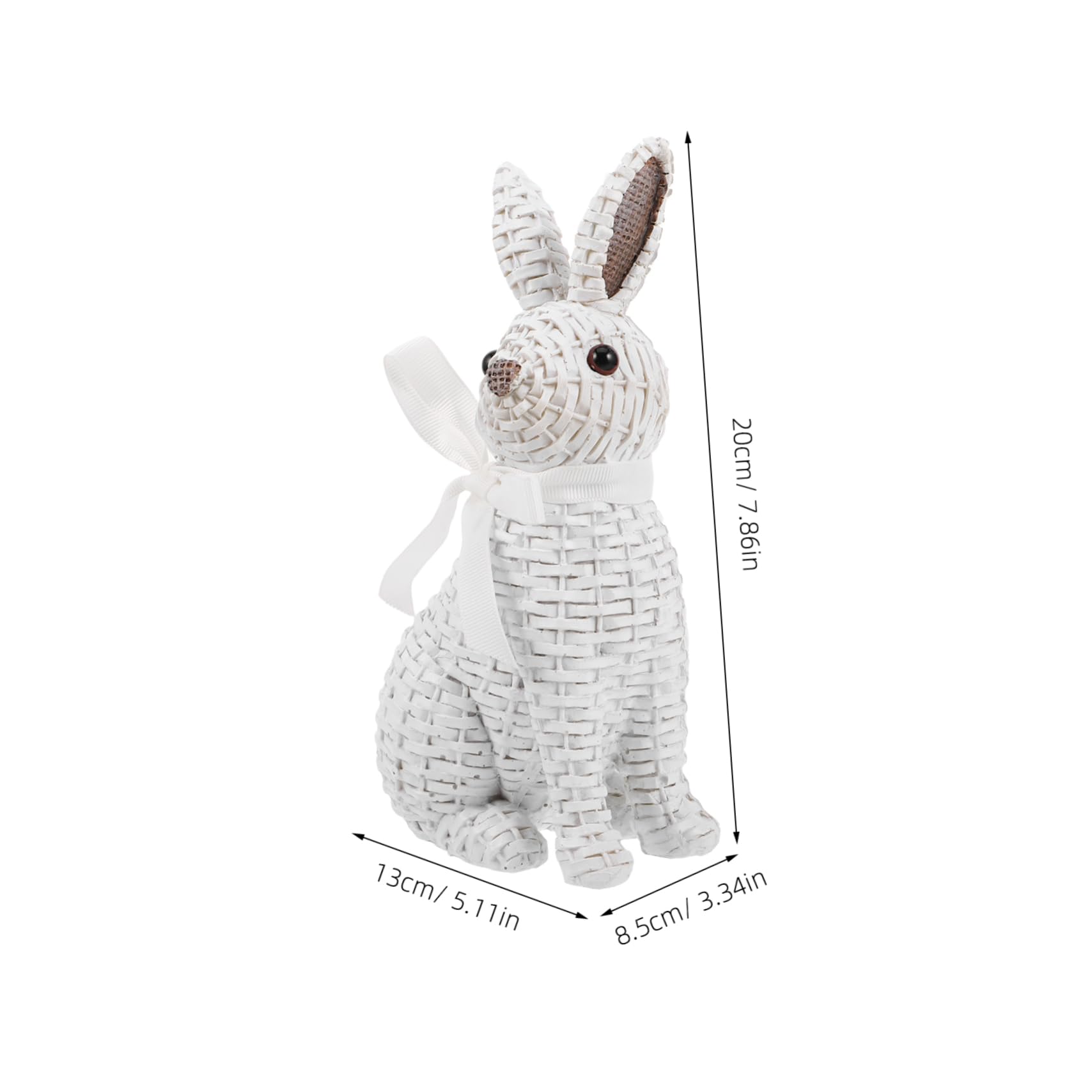 BESTOYARD Figura de Conejo de Pascua en Resina Color Claro con Lazo, Decoración Versátil para Jardín y Hogar en Estilo Europeo, Adecuado para Ambientar Espacios Infantiles