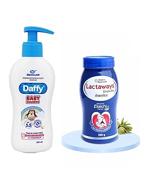 Mankind Daffy baby shampoo 200 ml & Mankind Lactaways – Lactation supplement for Breastfeeding mothers, Elaichi flavor, 200gm