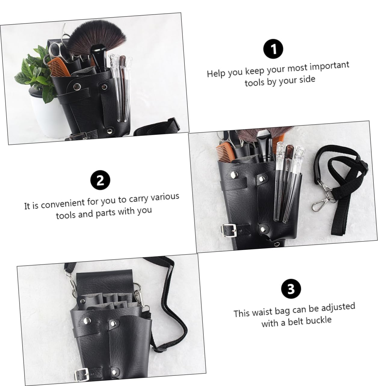 Garneck Leather Scissor Storage Bag Hair Stylist Pouch Barber Scissors Organizer Hairdressing Scissor Case