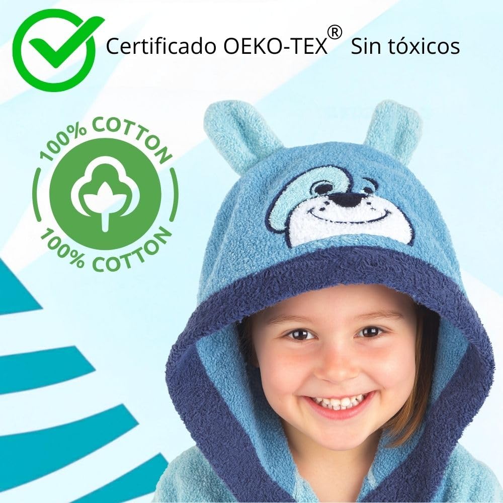 Top Towel - Peignoir Enfant Garçon et Fille Tigre en Coton 100% | Éponge Douce et Absorbante Certifiée OEKO-TEX® 450 g/m² | Avec Capuche, Poches et Ceinture – Idéal pour Bain ou Piscine – 4 Ans
