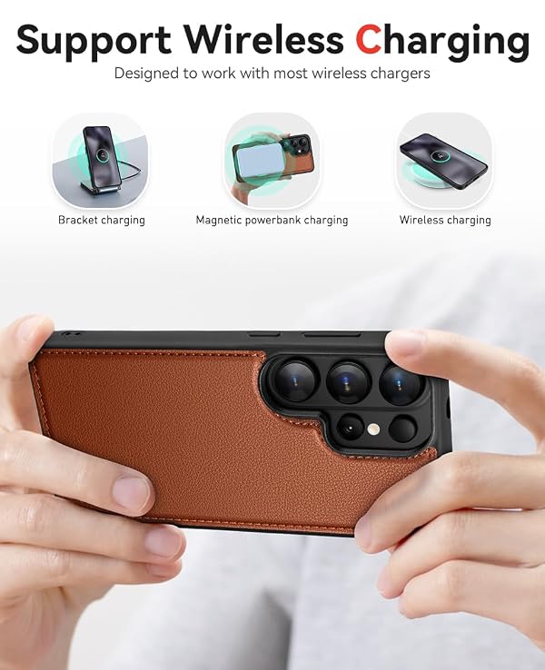 OCASE for Samsung Galaxy S26 Ultra Detachable Wallet Case with Card Holder, [2 in 1] PU Leather Flip Folio Case with RFID Blocking Stand Wrist Strap Shockproof Phone Cover 2026, Litchi Brown by OCASE - Used condition - Image 6