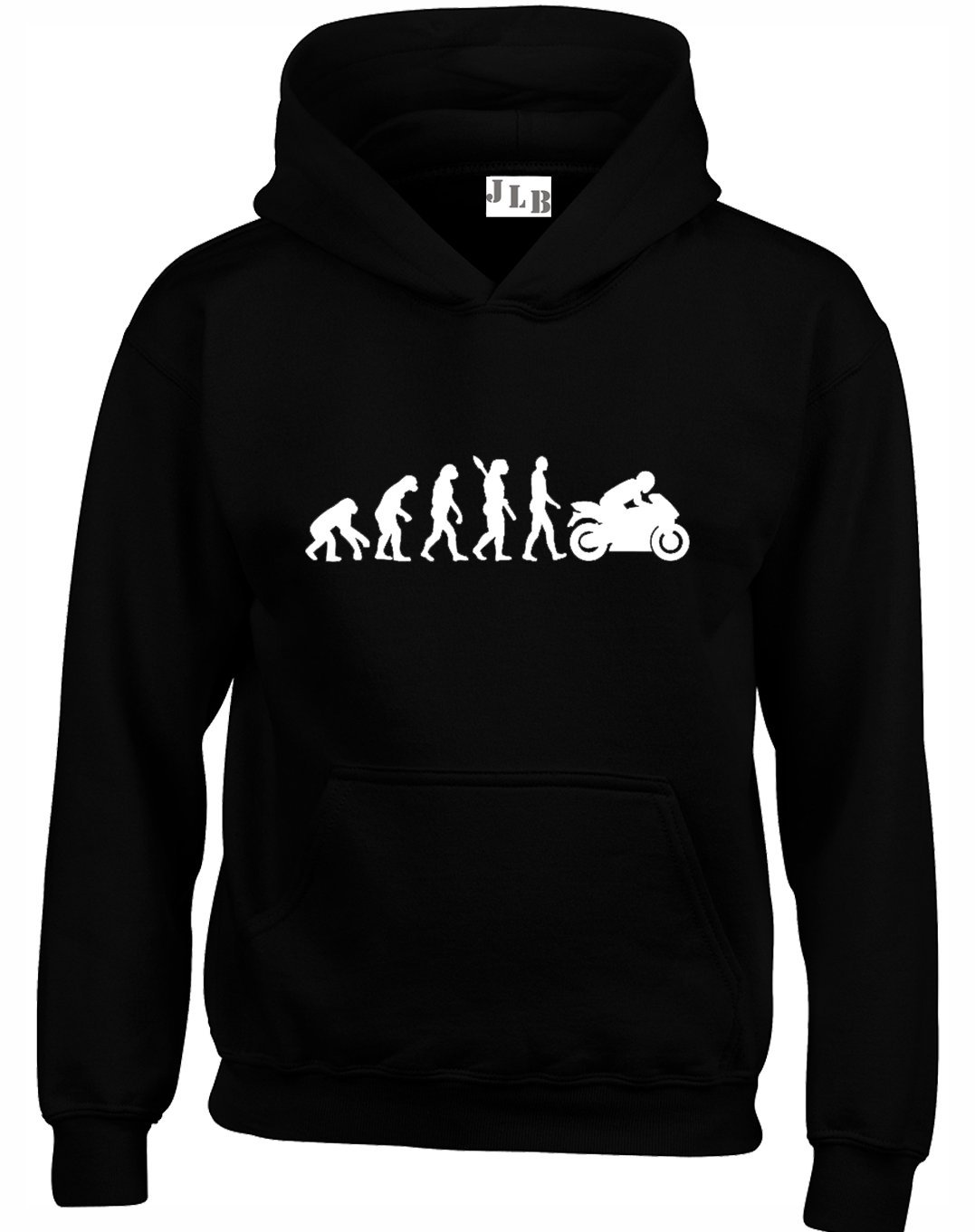 Jlb Print Men's Black Evolution Of The Motorbike Funny Cool Premium Quality Unisex Hoodies For Wo And Teens