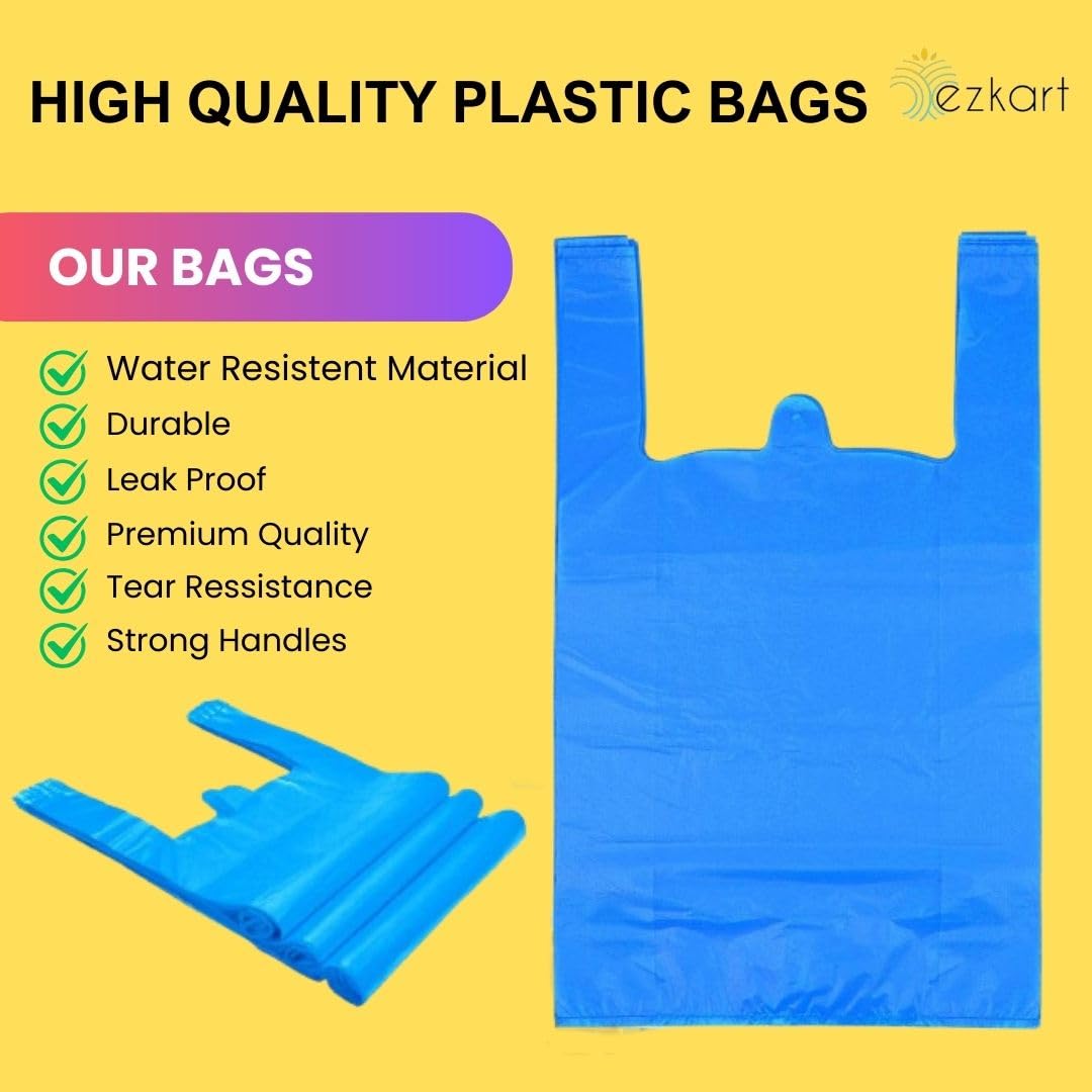 STRONG NEW Blue Plastic Vest Carrier Bags 11x17x21" Shopping Takeaways - View #8