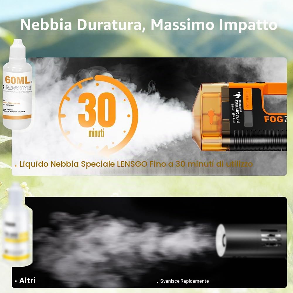 LENSGO Fog Machine Smoke Machine Fluido di ricambio VG + PG 240ml Olio per nebbia LENSGO Smoke Machine, senza nicotina