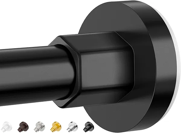 SUNALLY Shower Curtain Rods 32 to 75 Inch, Shower Tension Rod No Drilling Adjustable Shower Rods for Bathroom Non-Slip Stainless Steel Telescoping Shower Bar for Curtain, No Rust, Black