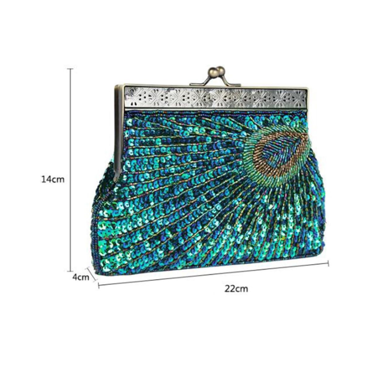 Veemoon Bolso de Mano Tipo Clutch de Noche Retro Lentejuelas Azul