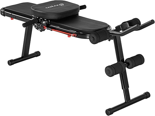 Soozier Equipo de entrenamiento de abdominales multiusos, máquina de abdominales plegable, banco ajustable para sentarse y banco de pesas,