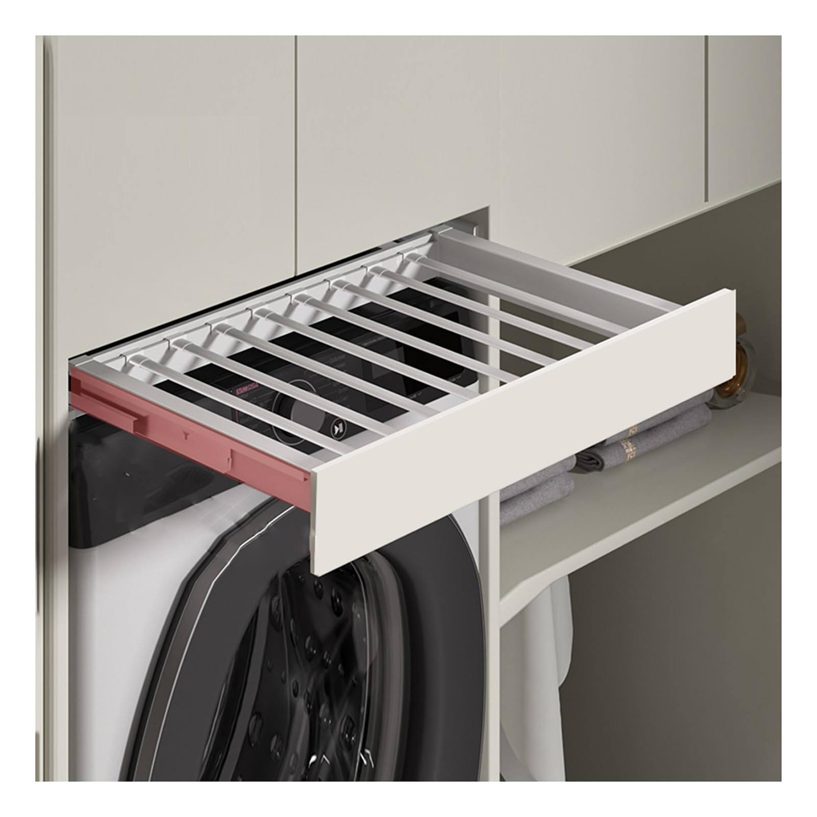 SWENEEN Drying Rack Above Washing Machine Built-In Closet Pullout Basket,Pull-Out Pants Rack Drawer,Drying Clothes,Color 1-46x60-85cm