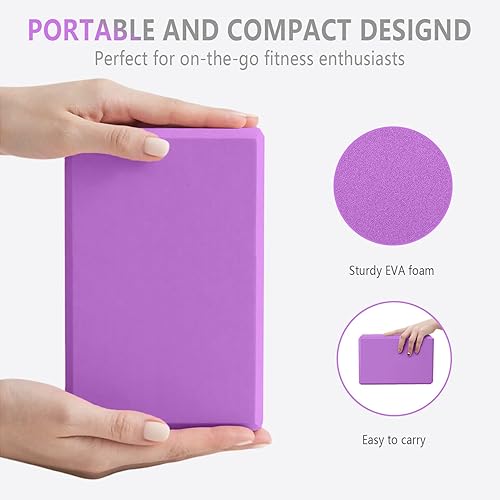 Miniatura 4 de 2 Pack 9‘’x6‘’x4‘’ Yoga Blocks with Stretch, Durable Yoga Foam Blocks, High Density & Non Slip Surface for Yoga, Pilates, Stretching, Dance, Ballet