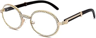 Punk Sparkling Crystal Retro Frame round Bling Rhinestone Reading Glasses (gold, 3.0)
