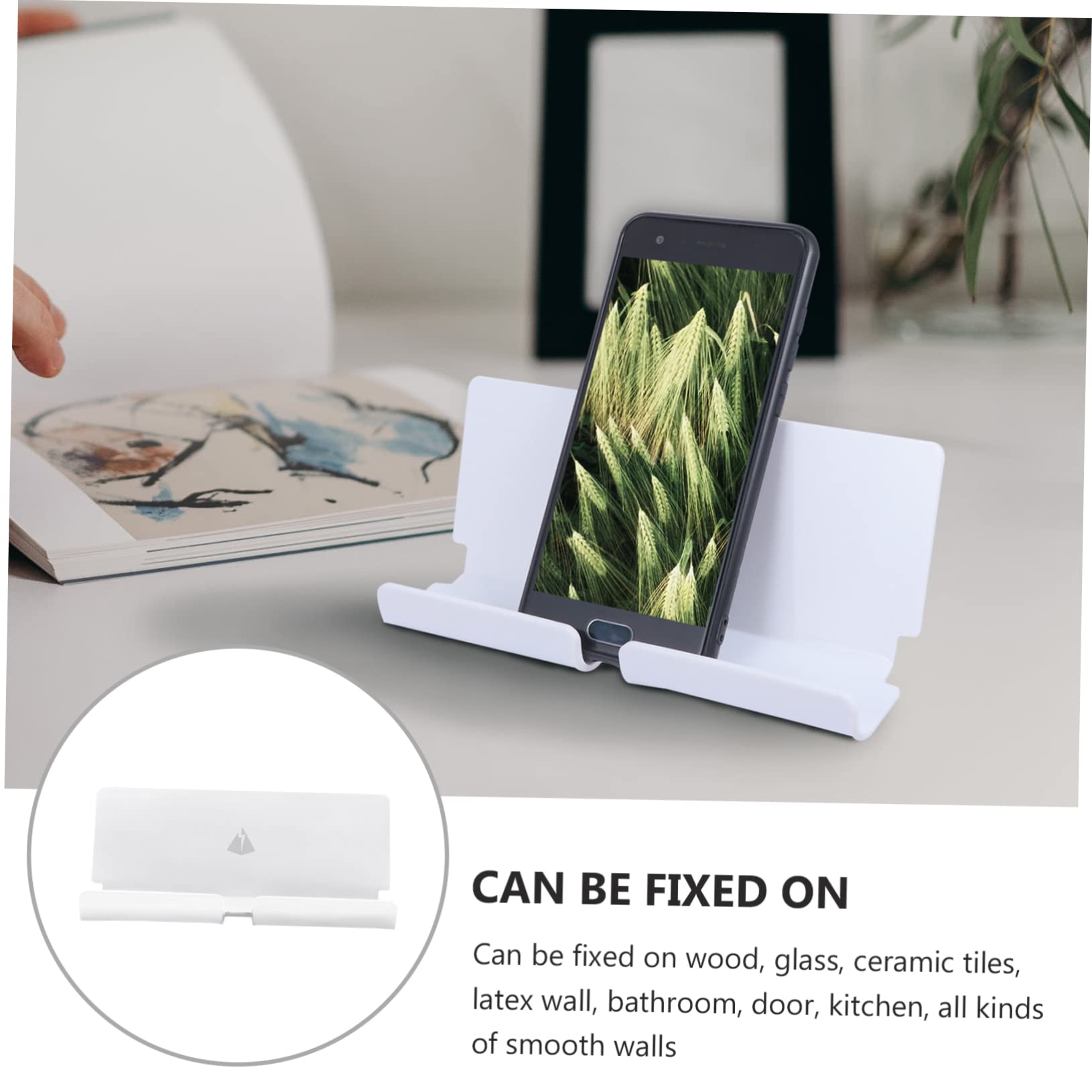 Uonlytech 2pezzi Supporto Telefonico Da Parete Acrilico Montaggio Senza Perforazioni Per Cucina e Camera Da Letto Compatibile Con Smartphone e Tablet Design Pratico e Durevole