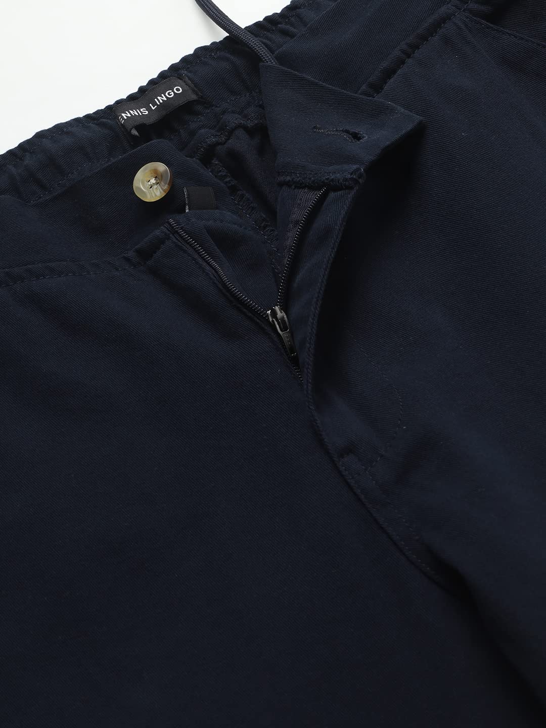 Dennis Lingo Pantalones chinos elásticos de algodón para hombre, ajuste regular, color liso, pantalones casuales con cordón en la cintura