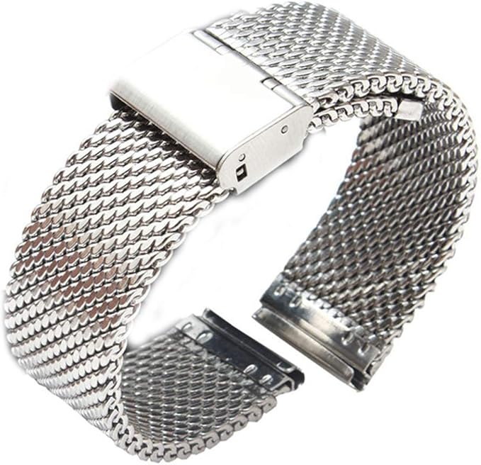 Unisex Edelstahl Uhrenarmband Mesh Metallarmband 16 18 20 22 24 mm Breite Ersatzarmband für ...