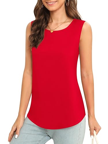 Women's Sleeveless Chiffon Tank Top Business Casual Blouse Tunic Top