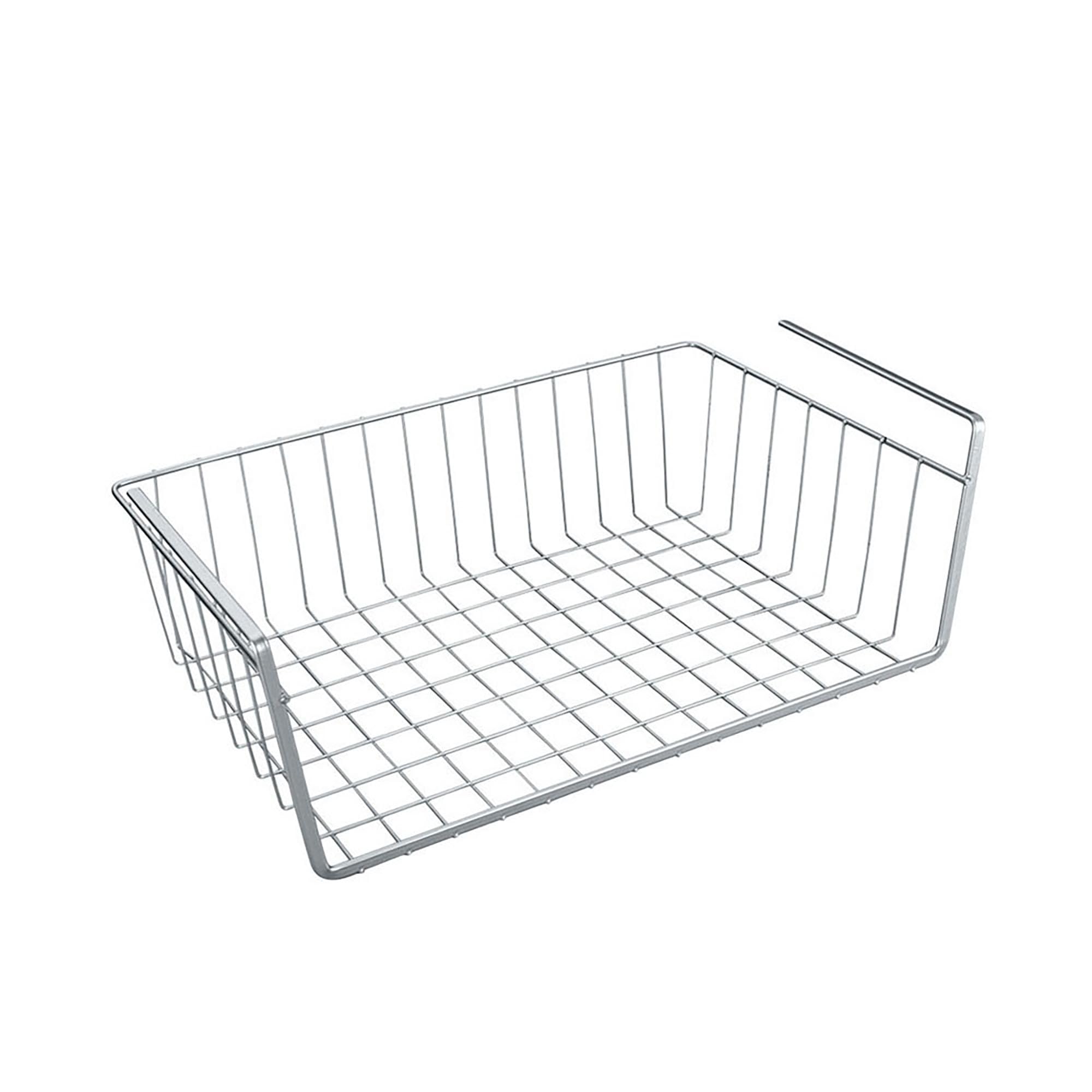 Metaltex Kanguro Cupboard Organiser, Under Shelf Storage Basket with Polytherm Coating for Long Term Use, Silver, Size: 40 cm