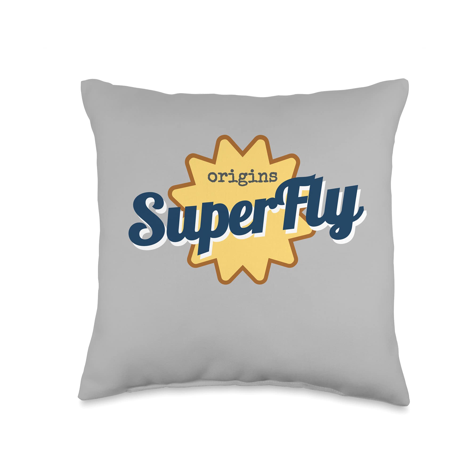 Origins Super Fly - Cool Fun Vintage Logo DesignsOrigins Super Fly-Cool Fun Vintage Vanilla Logo Design Throw Pillow, 16x16, Multicolor