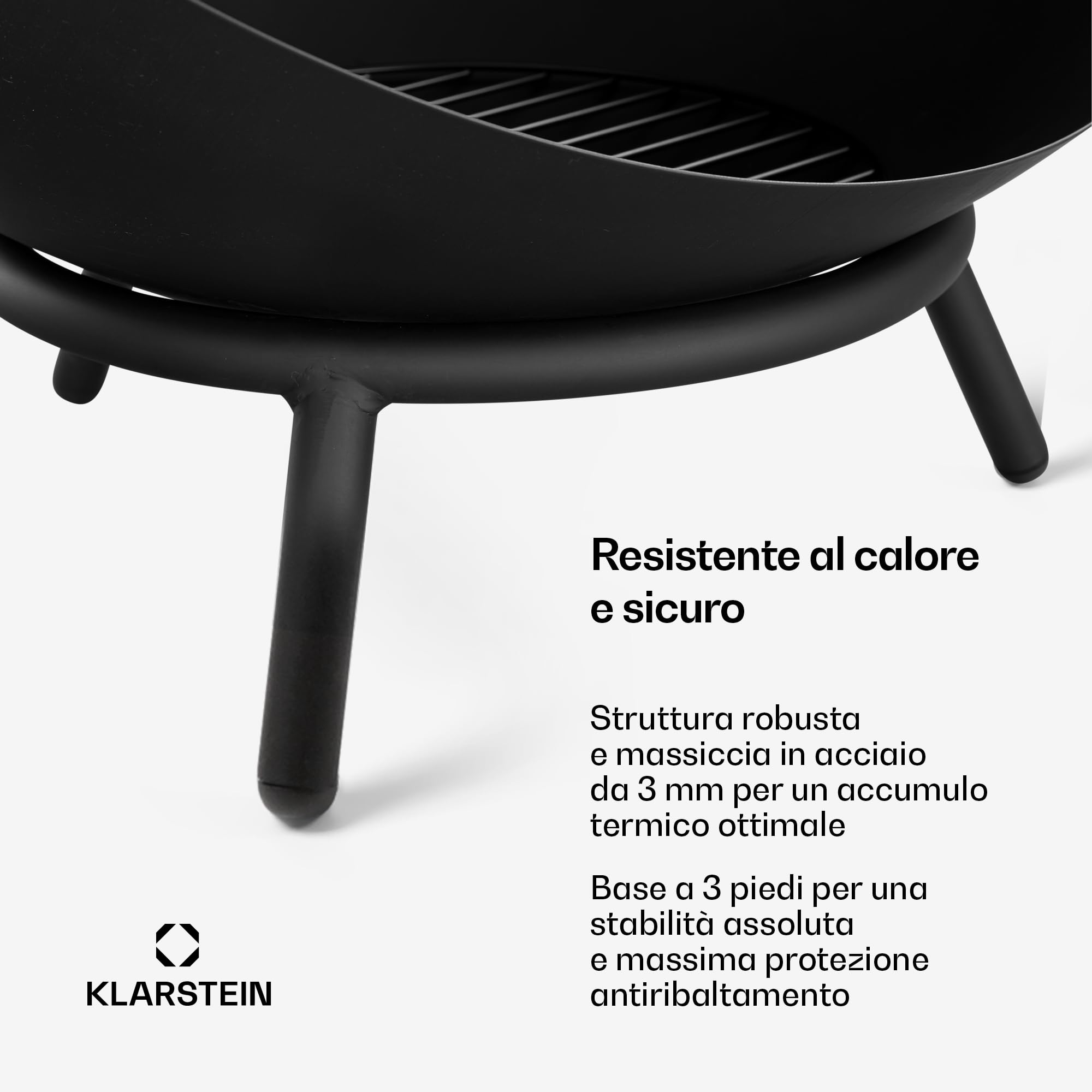 blumfeldt Fireball Braciere da 66 cm - Braciere in acciaio con design basculante 2 in 1, acciaio spesso 3 mm, base stabile, griglia per la cenere, attizzatoio & copertura antipioggia