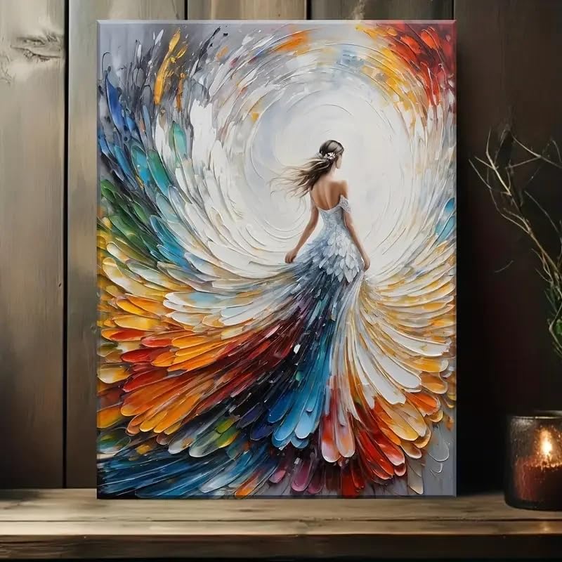 Cuadro de novia hada en lienzo artístico premium con marco interno de madera de 40x50cm