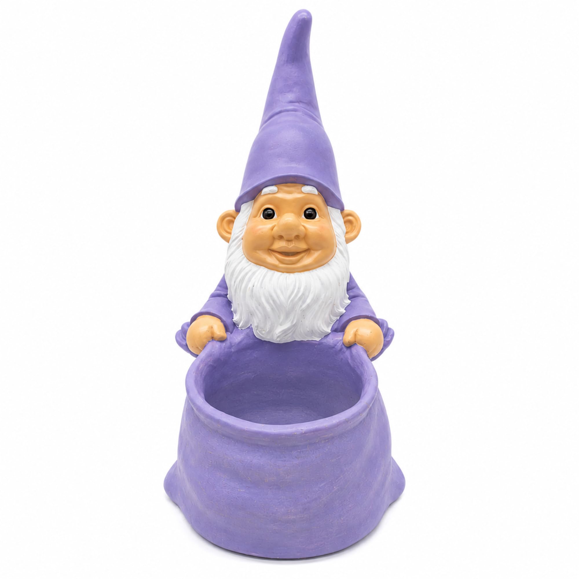 Gartenzwerg mit Pflanztopf – 45 cm Gartenfigur aus Kunstharz für Balkon & Garten