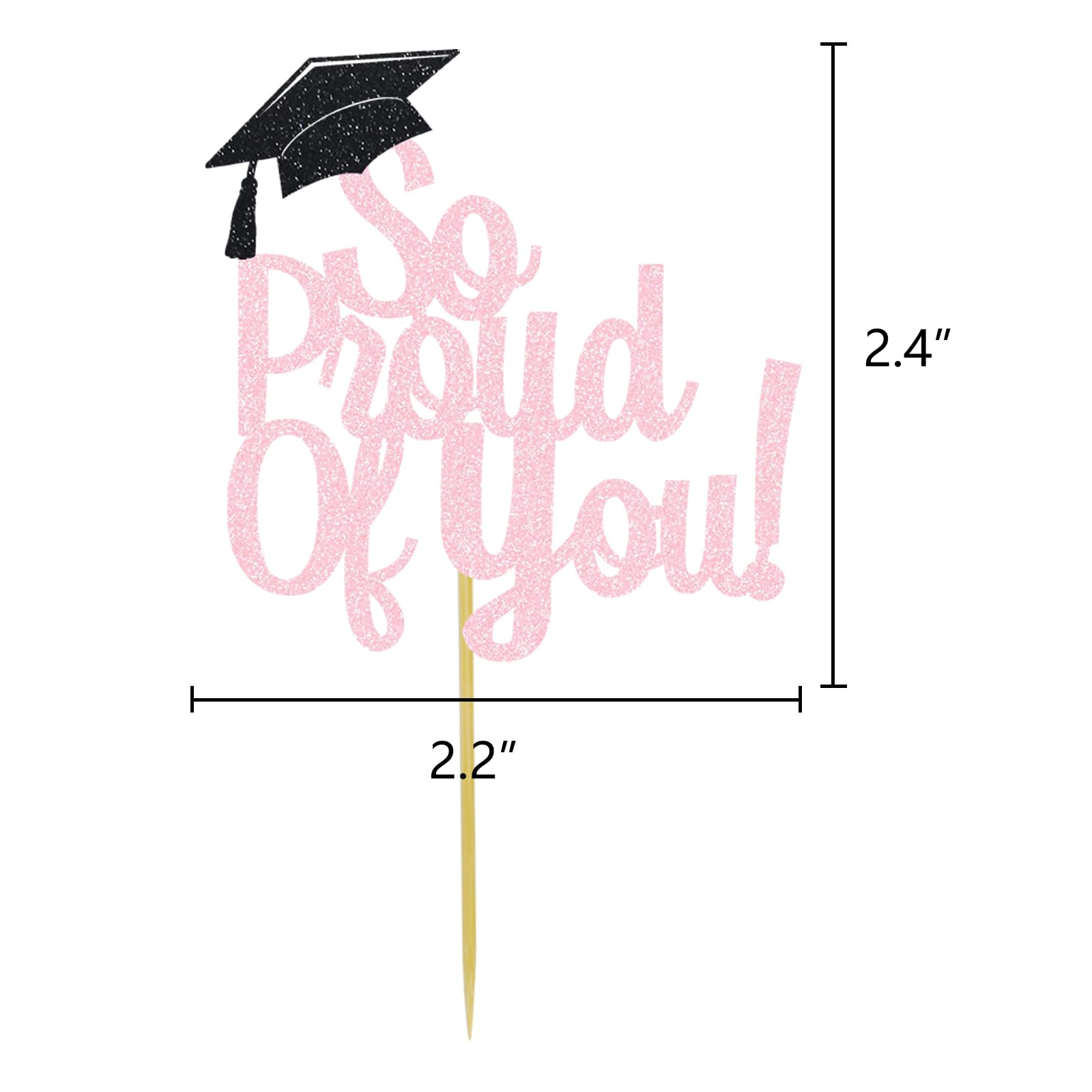 DOMOO OF DREAMS So Proud Of You Cupcake Toppers Graduation Decoration Food Picks Congrats Grad Party Supplies Pink