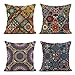 Lot de 4 Housse de Coussin - Ethnique Floral Mandala Coloré - Vintage et Tapis Ottoman Décor - Polyester Housse de Coussin - Décoratif pour Canapé Salon Maison - 40x40cm Housse de Coussi
