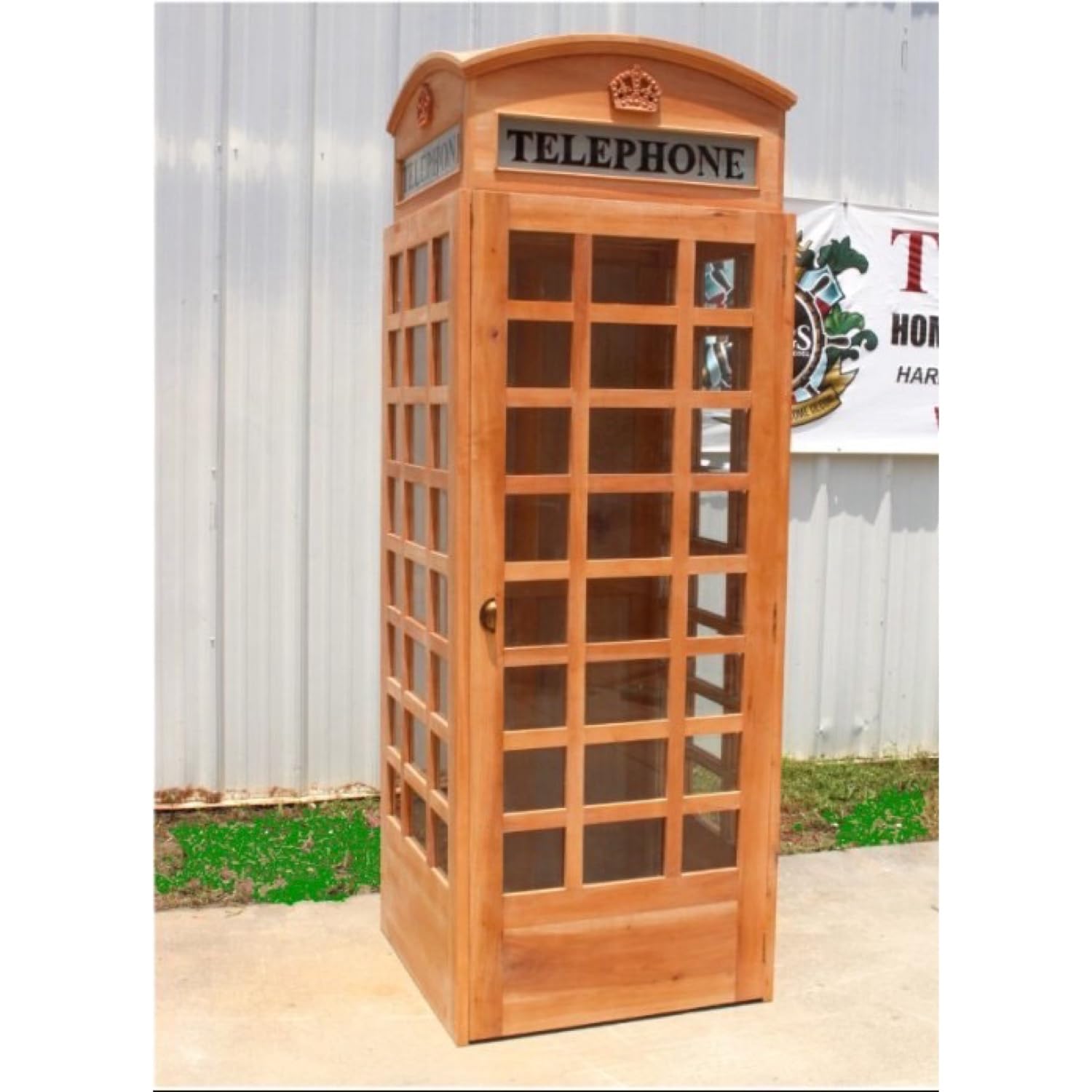 The King's Bay British Style Unfinished Wood Telephone Booth or Call Box