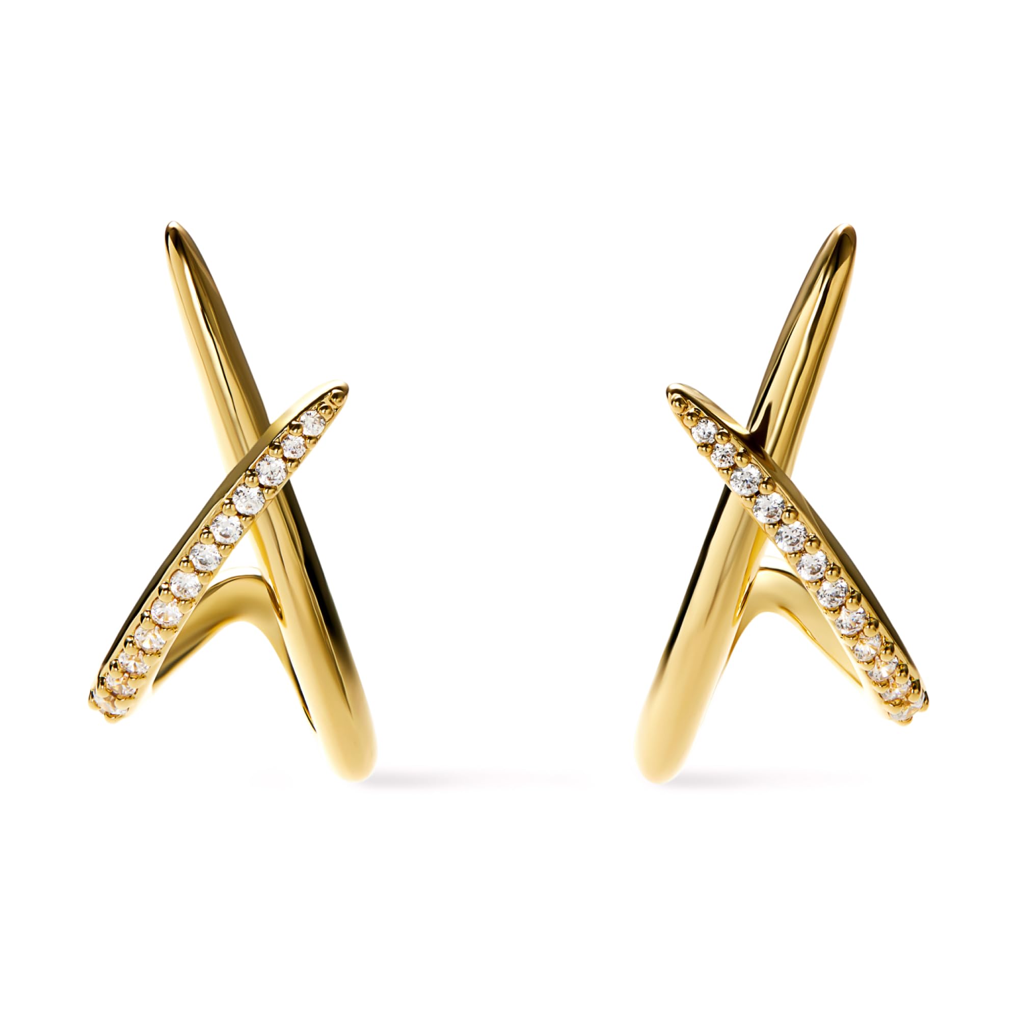 Ana Luisa Trendy Stud Earrings for Women - 14K Gold Plated and Silver Rhodium Plated Earring Studs - Simple, Minimalist, Dainty X Studs Earring -