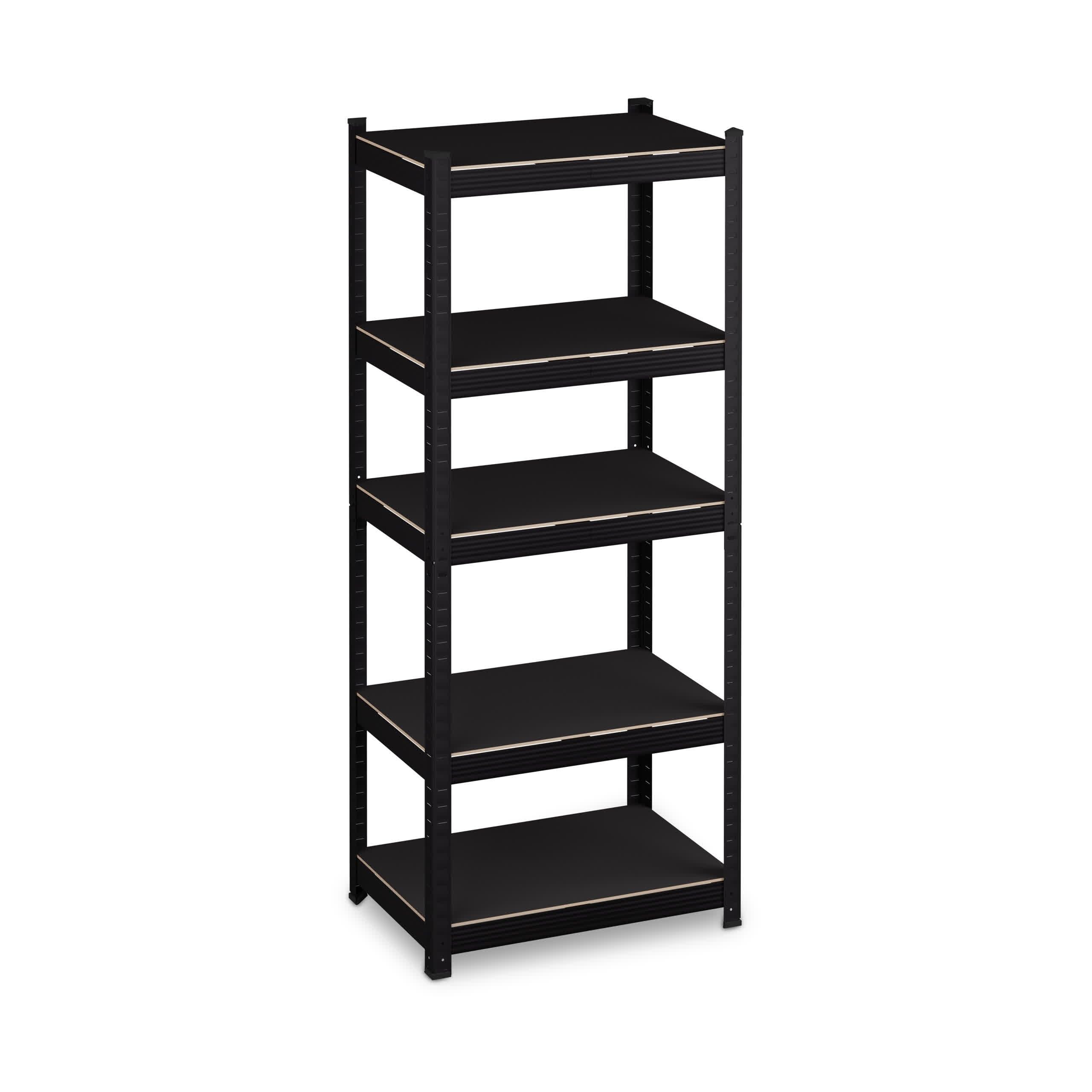 Relaxdays Scaffale Carichi Pesanti, 1250 kg, 5 Ripiani Alta Portata, 150x60x40 cm, per Garage e Cantina, Acciaio, Nero