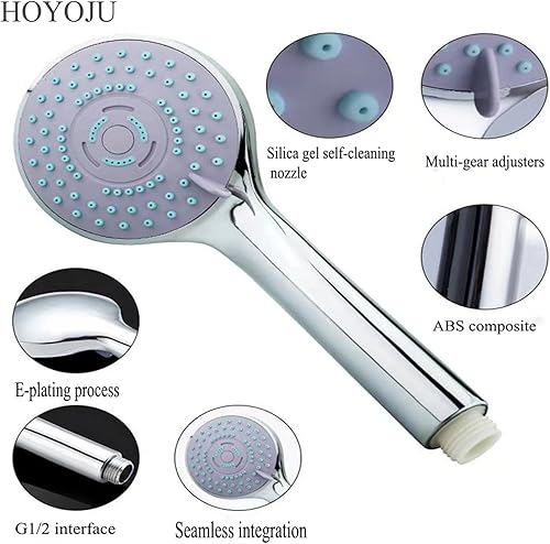 Miniatura 3 de Cabezales de ducha de mano Cabezales de ducha de alta presión de ahorro de agua Función de 5 modos Rociador facial de 4 pulgadas Duchas de mano