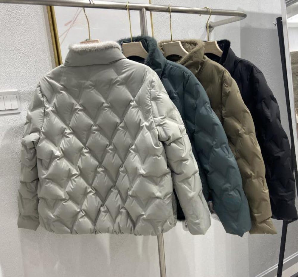 BROLEO Chaqueta Acolchada para Mujer,Chaqueta De Plumón con Cuello Alto De Piel Sintética Corta,Ligera Y Cálida,Ropa De Abrigo con Bolsillo,Chaqueta Aislante,Trabajo Al Aire Libre,Regalos para Damas