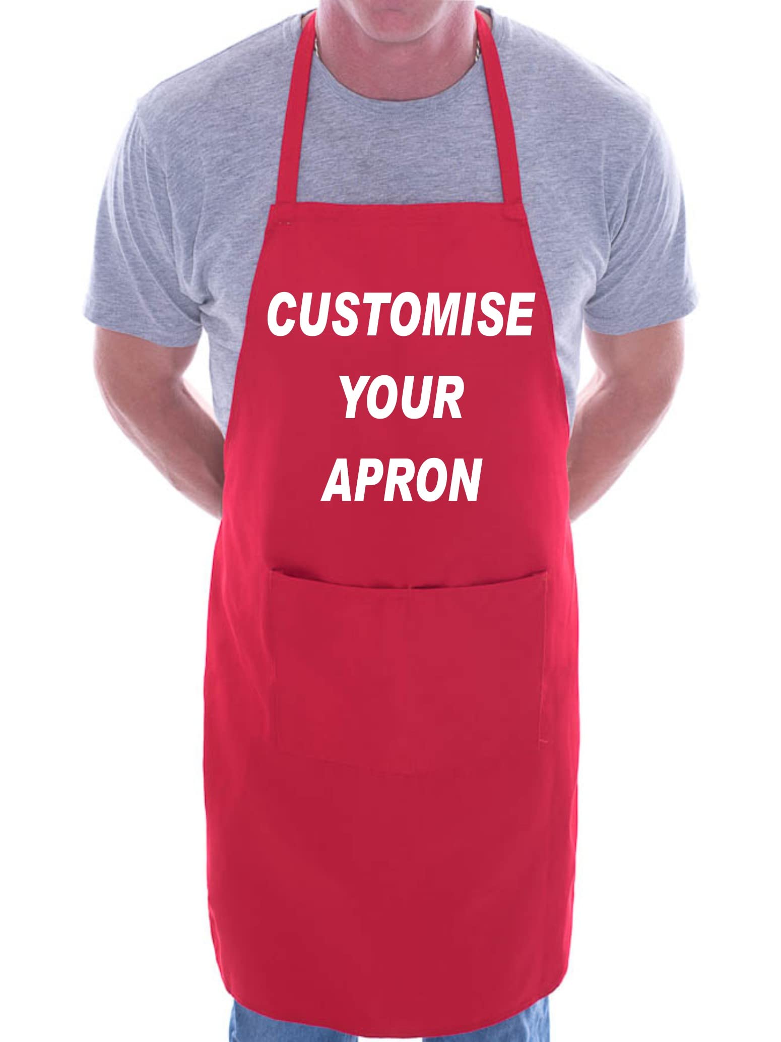 Print4U Customise Your Apron Any Name Here Any Words Here BBQ Cooking Red