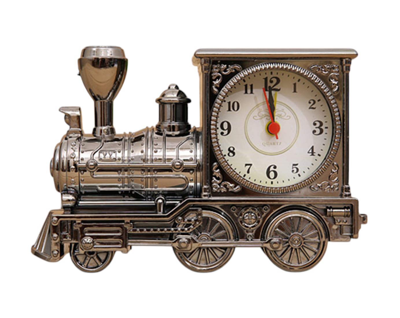 Spiaty Plastic Train Analog Desk Alarm Clock, Black-picture-11