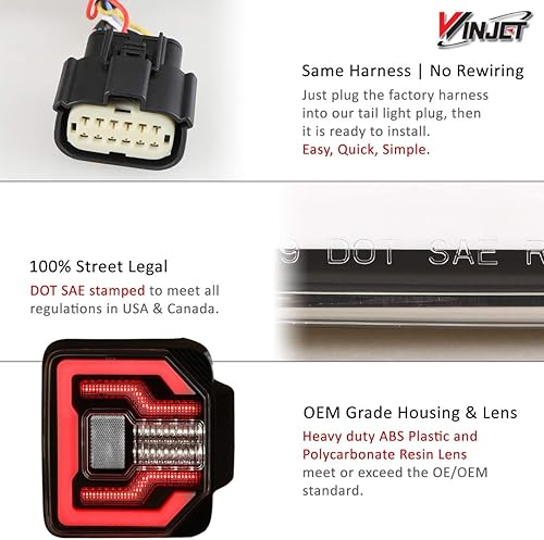 Miniatura 10 de Winjet Compatible con Jeep 2018 2019 2020 2021 Wrangler JL luces traseras secuenciales LED (humo)