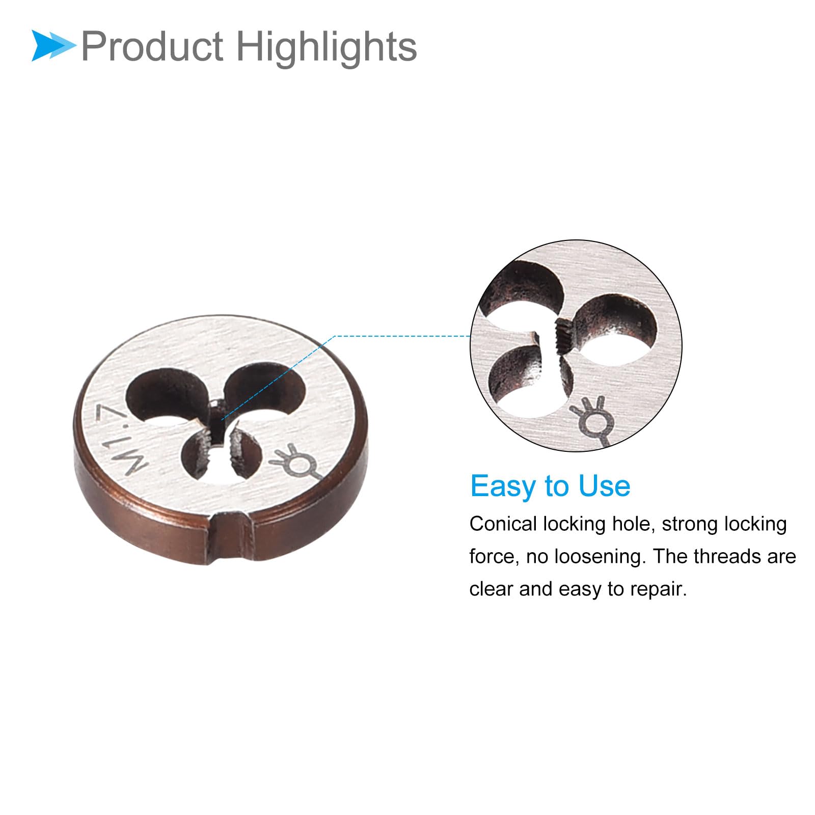 CoCud Metric Adjustable Round Die, M1.7 X 0.35, Alloy Steel Thread Right Hand Threading Die - Image 4