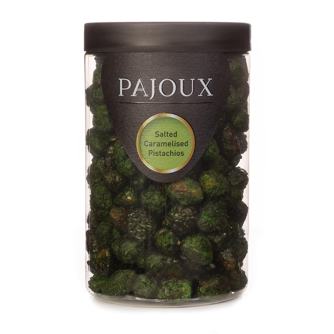 Salted Caramelised Pistachios (Large) 230g | Honey Caramelised Pistachio Nuts - Whole Pistachio Nuts - Roasted Nuts - GMO Free - Nuts in a Gift Jar