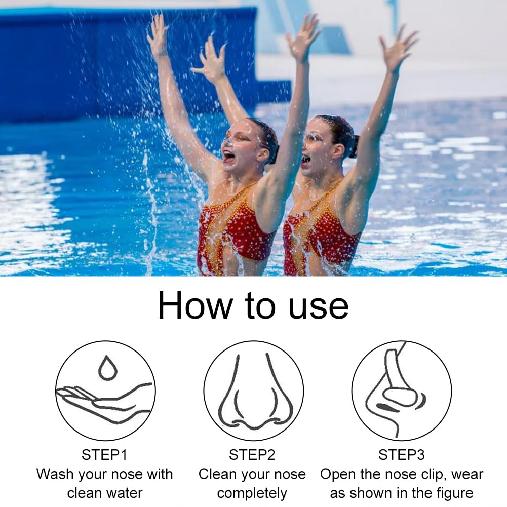 Tappa Naso Per Nuoto UKOFEW - 3 Pezzi, Silicone, Per Adulti E Bambini, 3 Colori - Foto 5