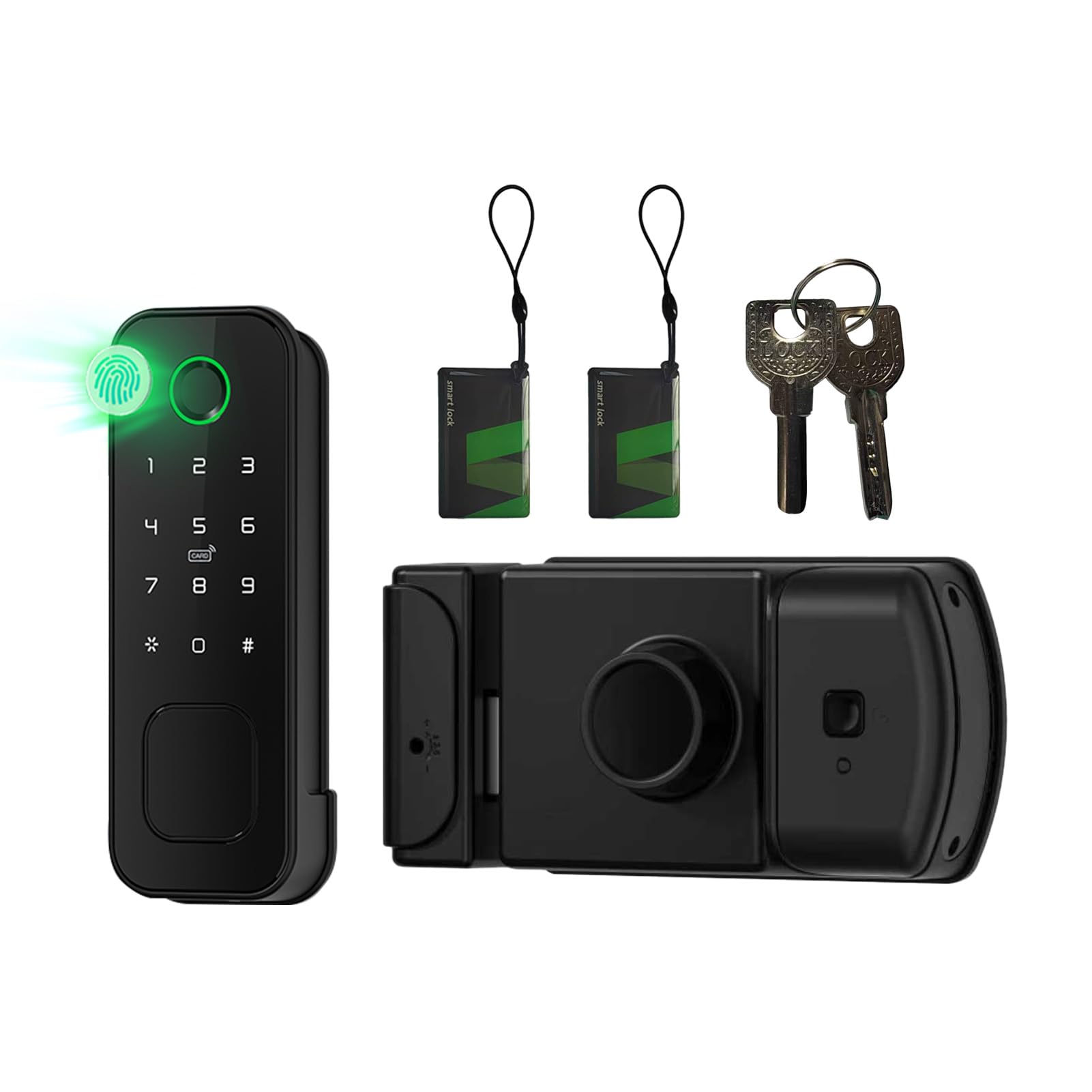 Cerradura WiFi Huella IP66 Doble Cara Impermeable, App Tuya, Negro | IP66 a prueba de lluvia de doble cara, bloqueo inteligente, control de aplicación Tuya, para seguridad en el hogar