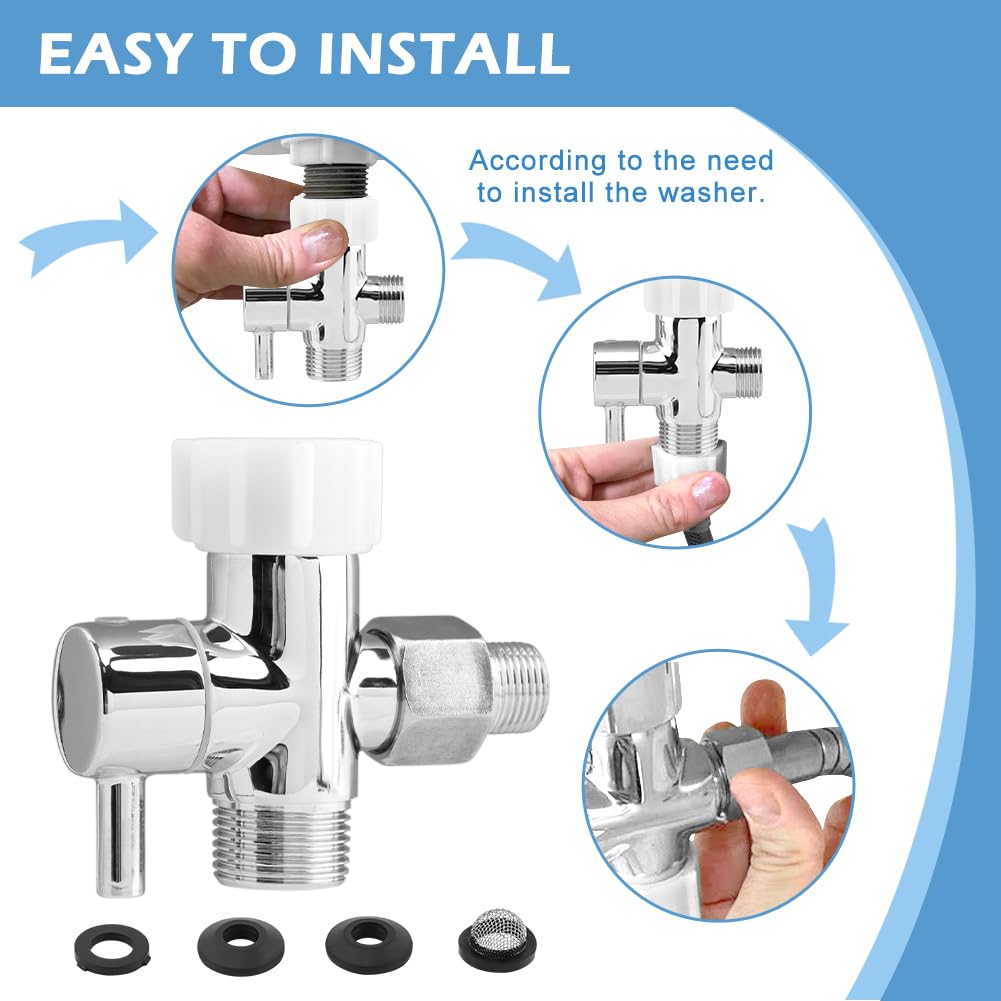 Bidet Brass 7/8" T-Adapter & Shut-Off Valve For Bathroom Toilet Bidet Sprayer