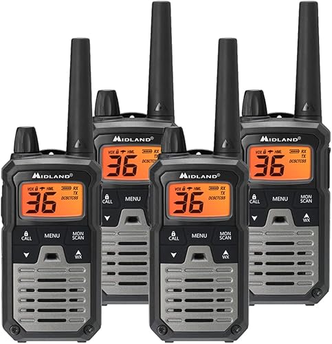 Midland T290X4VP4 X-TALKER GMRS Walkie Talkie de largo alcance - Radio bidireccional con escaneo meteorológico NOAA + alerta y 121 códigos de