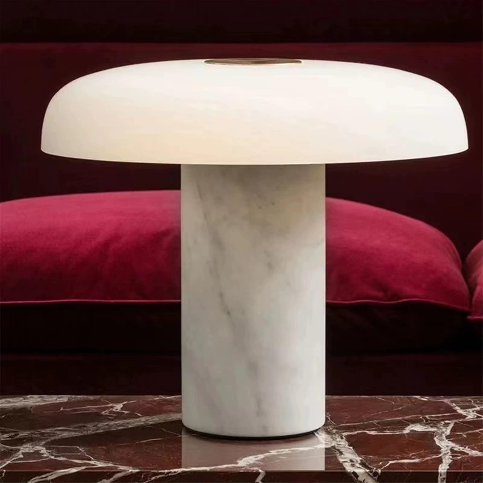 Affascinante Lampada da tavolo semplice in marmo e vetro for soggiorno, camera da letto, comodino Arredamento per la casa(Bianco)
