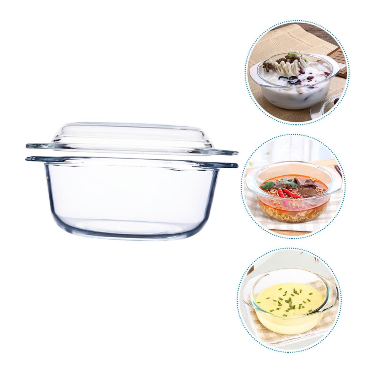 DOITOOL Hitzebeständiger Glas topf mit Deckel Mikrowellengeeignet Ofenfest Temperatursicher von Spülmaschinenfest Lebensmittelecht Bpa frei für Suppen und Speisen
