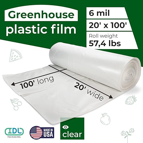 Miniatura 2 de IDL Packaging Lámina de plástico transparente para invernadero de 6 mil, 20 x 100 pies cuadrados (2000 pies cuadrados) - Polietileno grueso